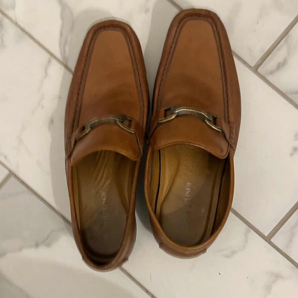 Donald J. Pliner Tan Leather Slip-On Loafers - Picture 1 of 11